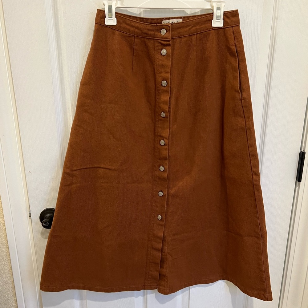 Listicle rust color denim skirt - size L large